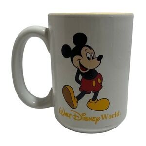 VTG Walt Disney World Mickey Mouse Large Coffee Mug‎ Cup Yellow Inside